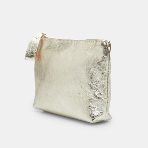 Pochette de mujer de piel, Dorado Pochette de mujer de piel, Dorado